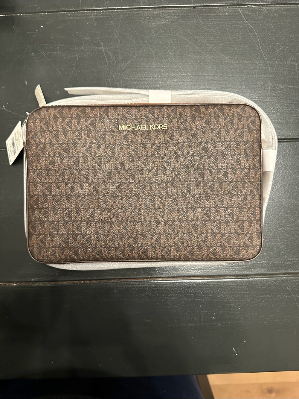 Michael Kors Brown MK Signature Belt Bag with Gold Logo